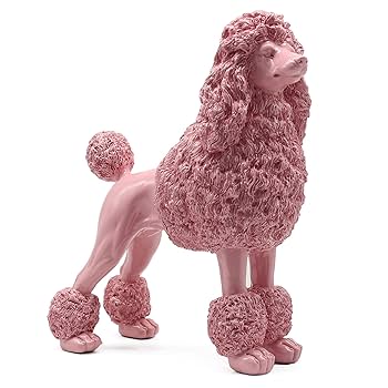 Amazon.co.jp: Lukitas 立っているピンクプードルの彫刻装飾